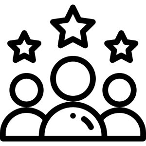 Three people icons with three stars above, suggesting leadership or recognition.